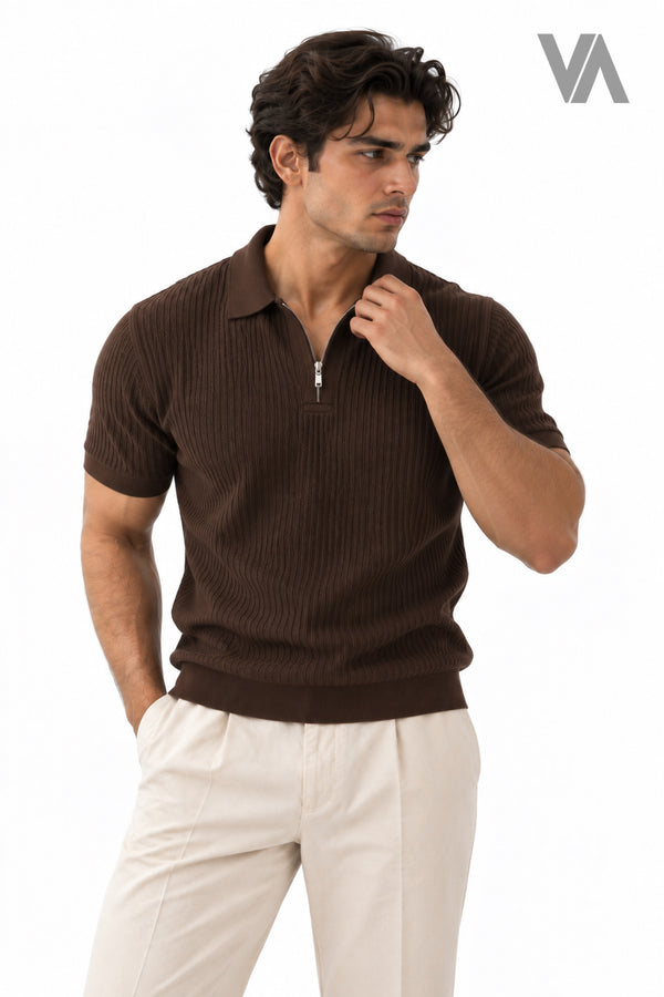 QUARTER-ZIP KNIT POLO